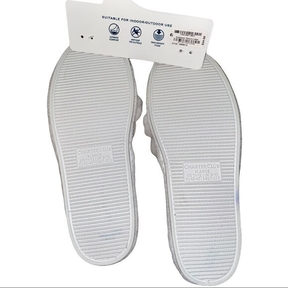 Charter Club White Braided Detail Open-Toe Slippers XL NWT - Picture 3 of 3